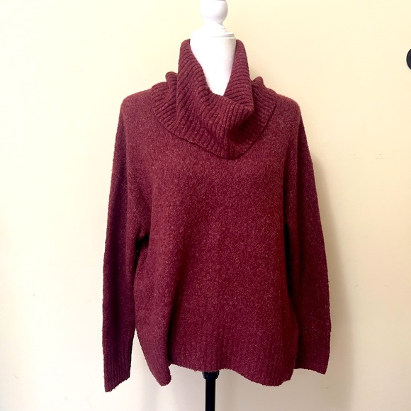 Michael Kors NEW Ruby Red Oversize Relax Fit Cowl Neck Sweater Pullover S/M - Picture 2 of 16